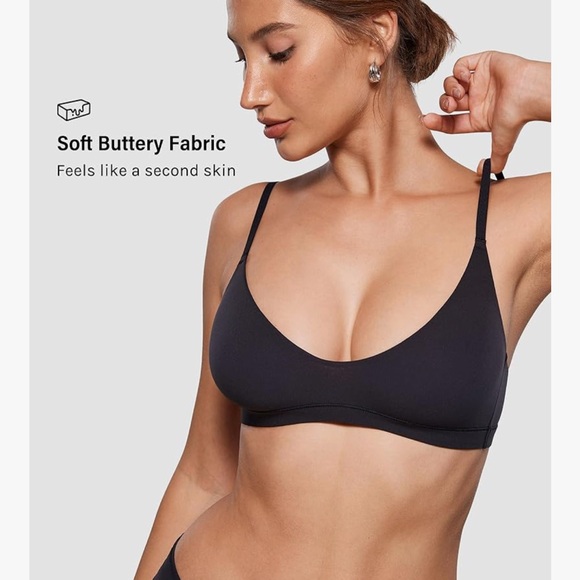 INLYRIC Women's Inbarely Soft Scoop Bralettes No Padding Cami Bras Unlined - Picture 2 of 5